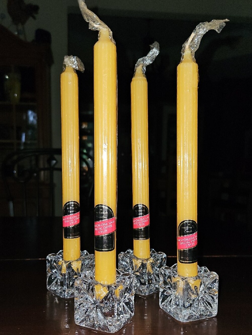 Set of 4 Pressed Glass Candle Holders - Centerpiece Wedding Event
